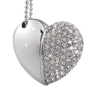 Memorie USB 16 GB cu diamant in forma de inimioara