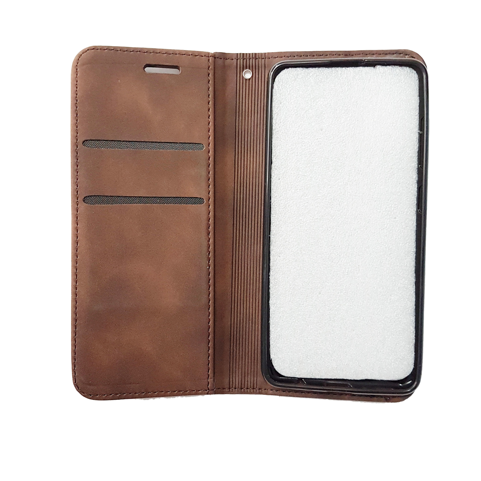 Husa tip carte pentru Samsung Galaxy A40s, M30 Visko Case Brown - imagine 3