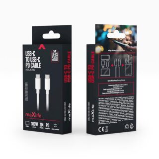 Cablu Maxlife MXUC-05 USB-C - USB-C 1,0 m 100W alb