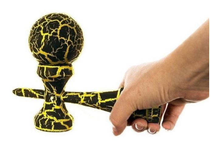 kendama-negru cu galben-model-crakle-design